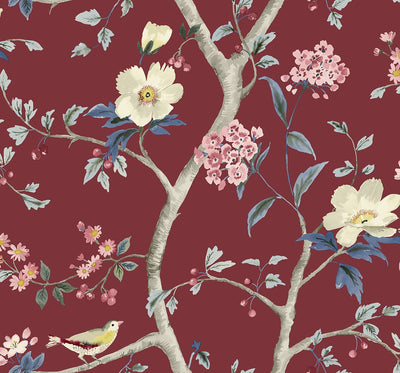 product image of Sparrow Haven Wallpaper in Crimson 588