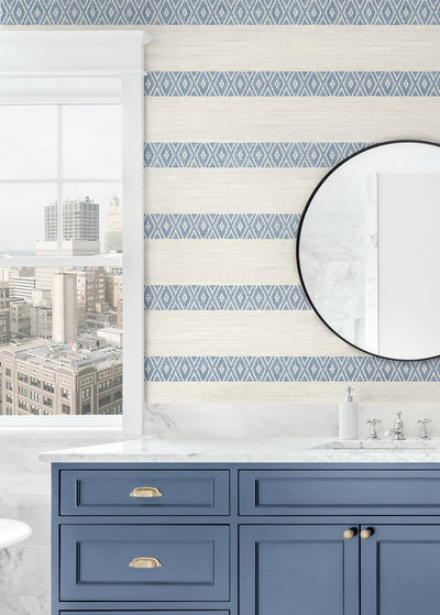 product image for Alani Geo Stripe Wallpaper in Blue Bell 10