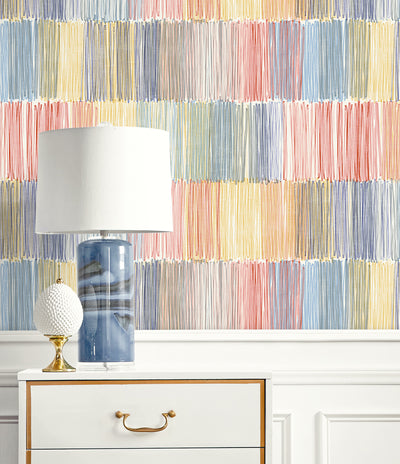 product image for Arielle Abstract Stripe Wallpaper in Summer Sky 26