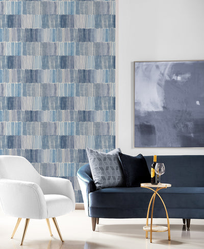 product image for Arielle Abstract Stripe Wallpaper in Oceanic 35