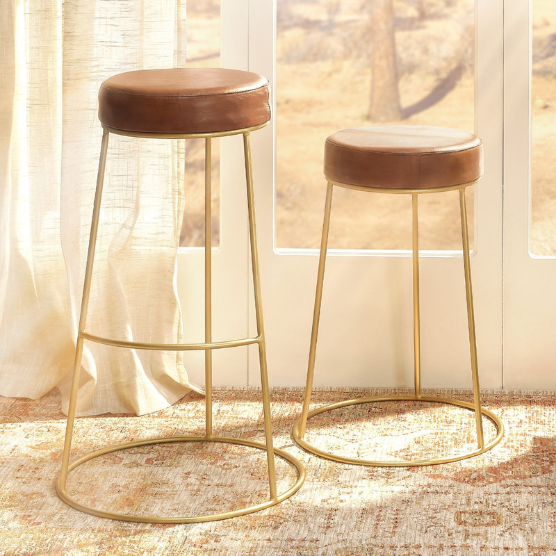 media image for Henry Round Leather Counter Stool 11 288