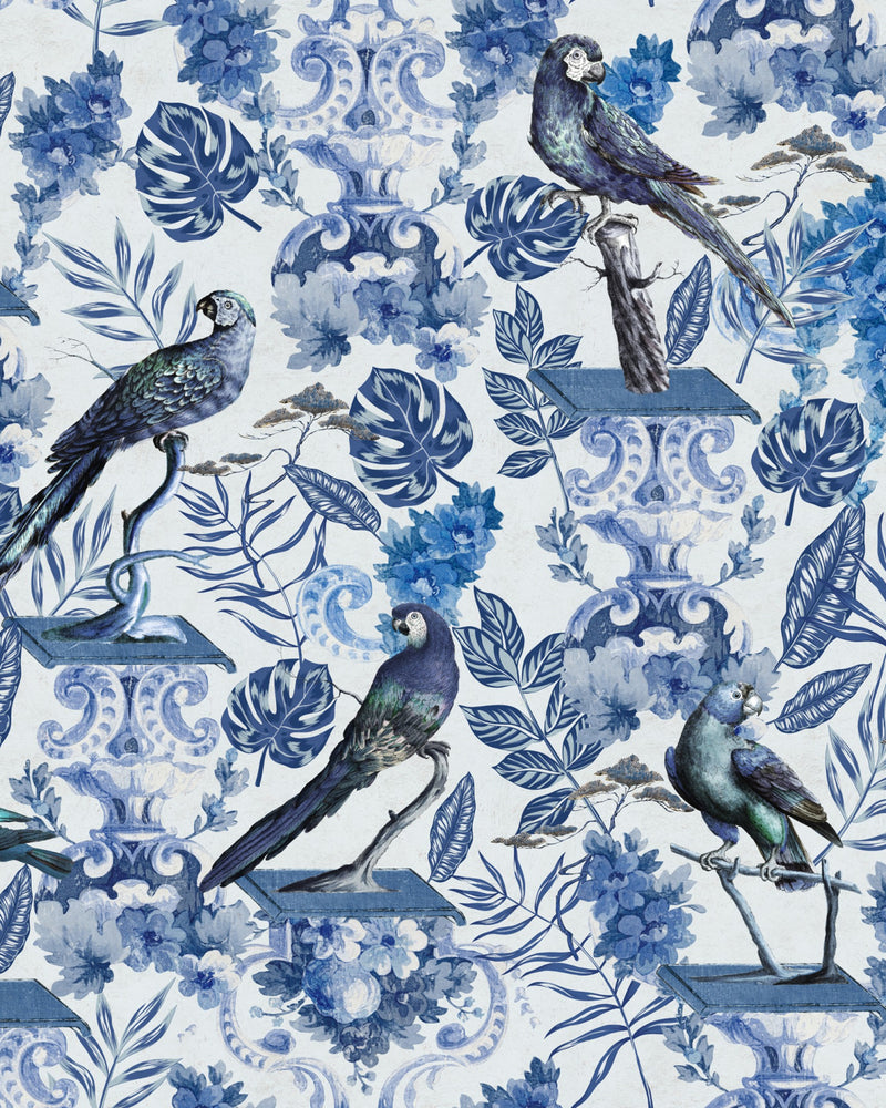 media image for sample la voliere wallpaper in indigo and white from the wallpaper compendium collection by mind the gap 1 298