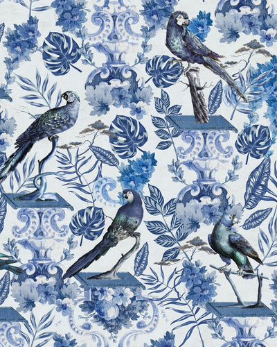 product image of La Voliere Wallpaper in Indigo and White from the Wallpaper Compendium Collection by Mind the Gap 54