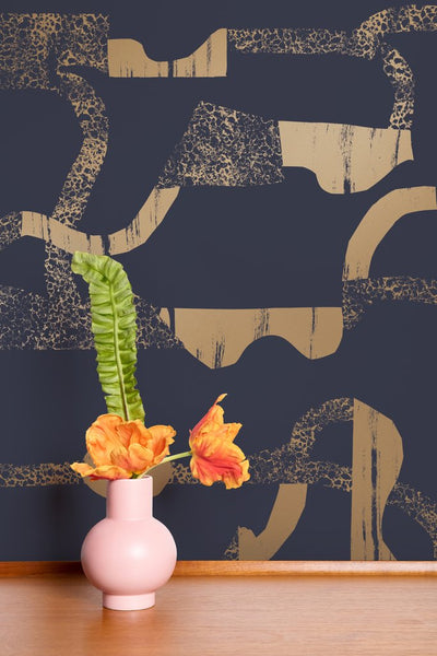 product image for La Strada Wallpaper in Gold and Charcoal by Thatcher Studio 13