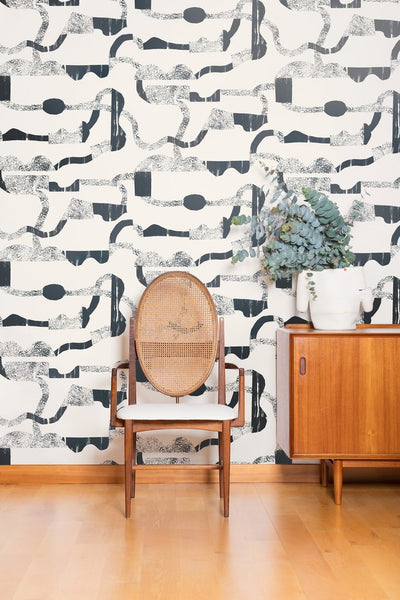 product image for La Strada Wallpaper in Gunmetal and Cream by Thatcher Studio 36