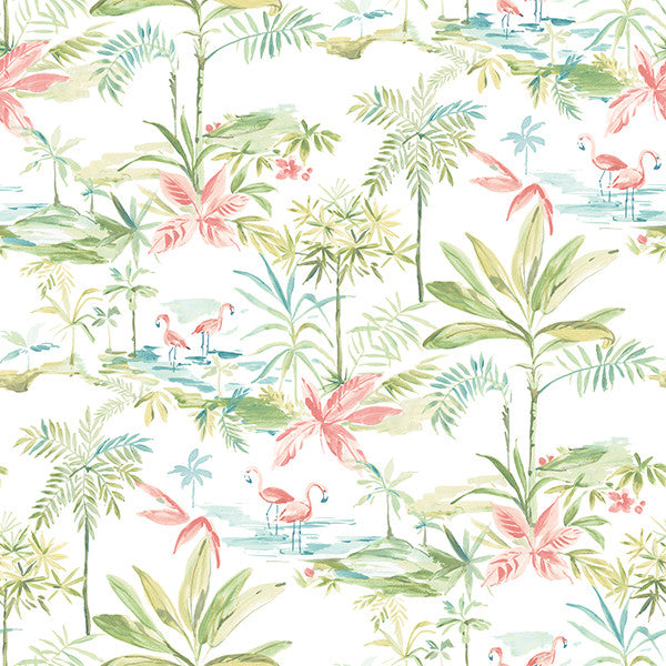 media image for Lagoon Green Watercolor Wallpaper from the Seaside Living Collection by Brewster Home Fashions 233