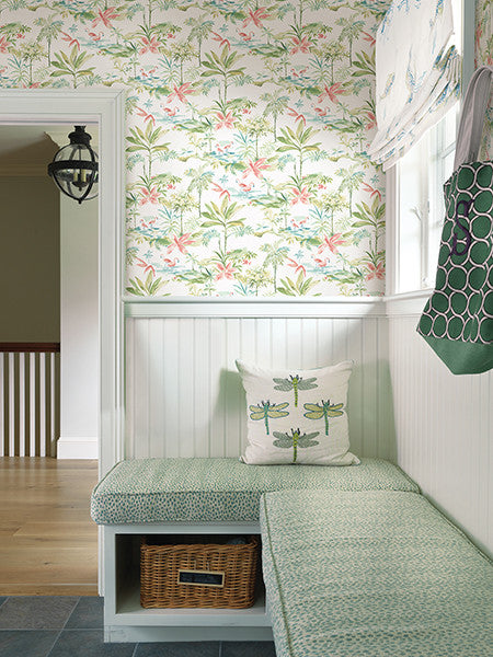 media image for Lagoon Green Watercolor Wallpaper from the Seaside Living Collection by Brewster Home Fashions 245
