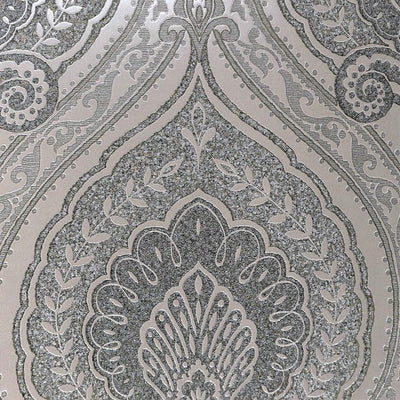 product image for Lana Classic Damask Wallpaper in Metallic and Grey-Pearl by BD Wall 30