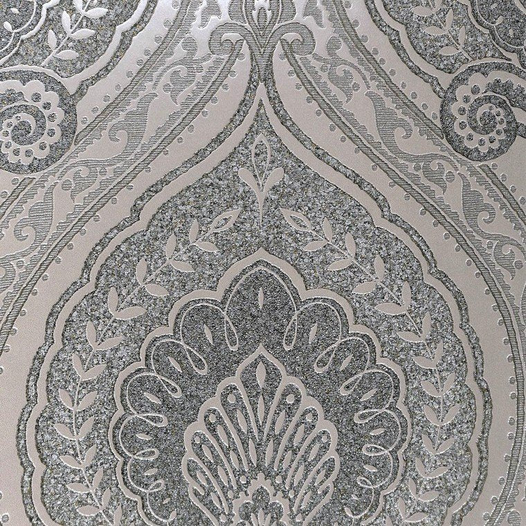 media image for Lana Classic Damask Wallpaper in Metallic and Grey-Pearl by BD Wall 265
