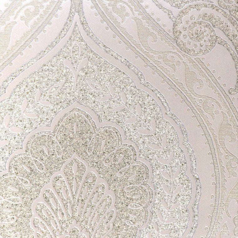 media image for Lana Classic Damask Wallpaper in Metallic and Medium Pearl by BD Wall 289