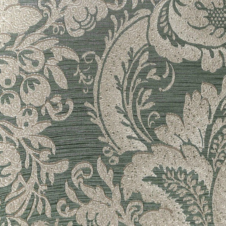 media image for Lanette Damask Wallpaper in Metallic Green by BD Wall 246