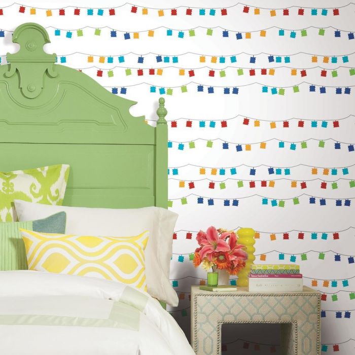 media image for Lanterns Peel & Stick Wallpaper in Red Multi by RoomMates for York Wallcoverings 233