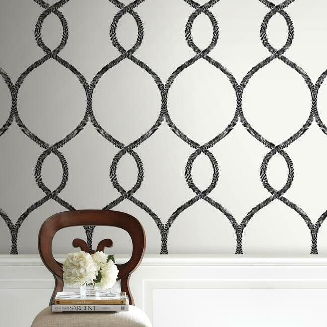 media image for Laurel Leaf Ogee Wallpaper in Black from the Ronald Redding 24 Karat Collection by York Wallcoverings 298
