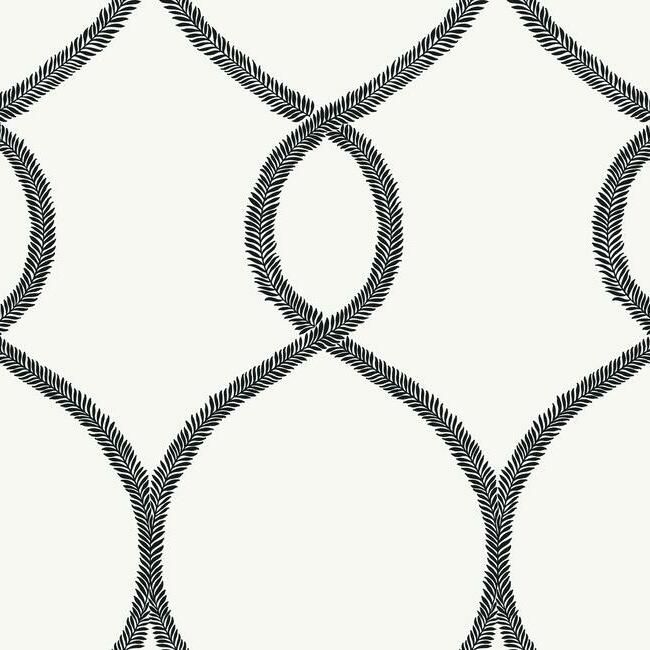 media image for Laurel Leaf Ogee Wallpaper in Black from the Ronald Redding 24 Karat Collection by York Wallcoverings 213
