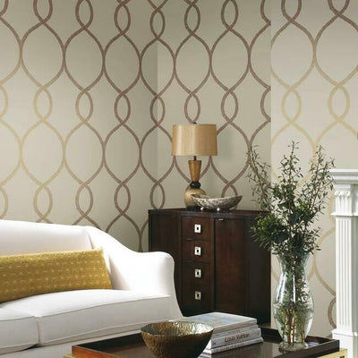 product image for Laurel Leaf Ogee Wallpaper in Glint from the Ronald Redding 24 Karat Collection by York Wallcoverings 90
