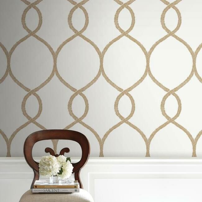 media image for Laurel Leaf Ogee Wallpaper in Gold from the Ronald Redding 24 Karat Collection by York Wallcoverings 21