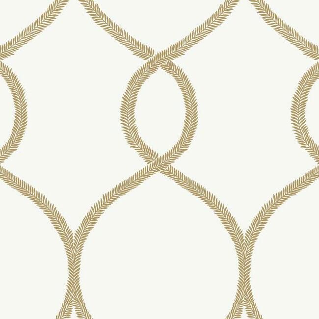 media image for Laurel Leaf Ogee Wallpaper in Gold from the Ronald Redding 24 Karat Collection by York Wallcoverings 238