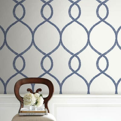 product image for Laurel Leaf Ogee Wallpaper in Navy from the Ronald Redding 24 Karat Collection by York Wallcoverings 25