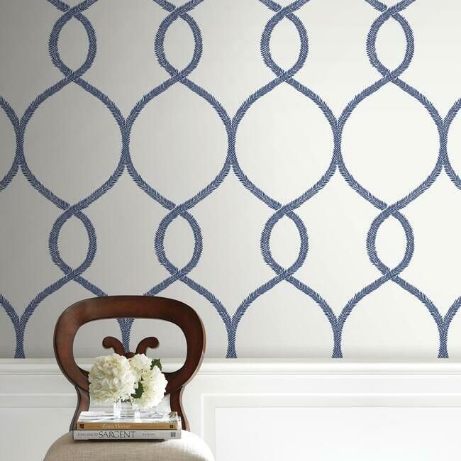 media image for Laurel Leaf Ogee Wallpaper in Navy from the Ronald Redding 24 Karat Collection by York Wallcoverings 276