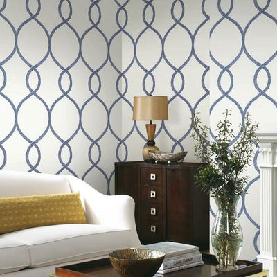 product image for Laurel Leaf Ogee Wallpaper in Navy from the Ronald Redding 24 Karat Collection by York Wallcoverings 77