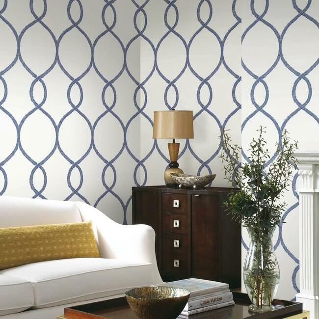 media image for Laurel Leaf Ogee Wallpaper in Navy from the Ronald Redding 24 Karat Collection by York Wallcoverings 29