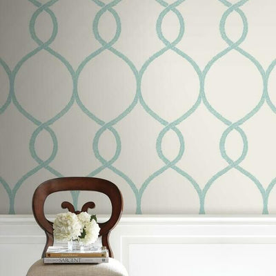 product image for Laurel Leaf Ogee Wallpaper in Teal from the Ronald Redding 24 Karat Collection by York Wallcoverings 63