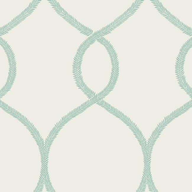 media image for Laurel Leaf Ogee Wallpaper in Teal from the Ronald Redding 24 Karat Collection by York Wallcoverings 272