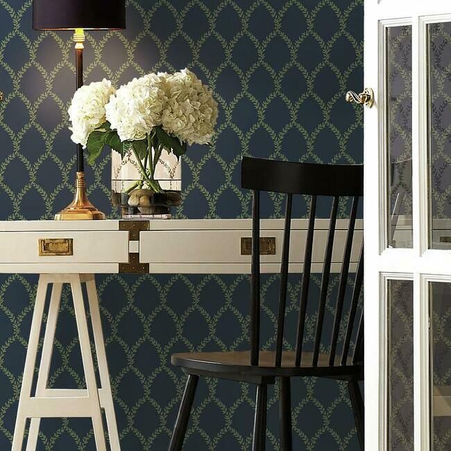 media image for Laurel Wallpaper in Navy from the Rifle Paper Co. Collection by York Wallcoverings 29
