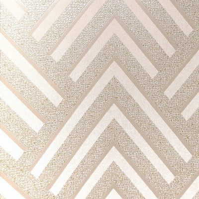 product image for Layla Chevron Textured Wallpaper in Metallic and Light Beige by BD Wall 19
