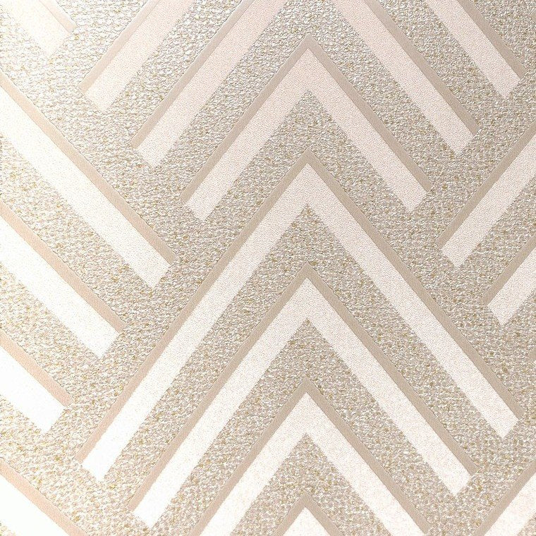 media image for Layla Chevron Textured Wallpaper in Metallic and Light Beige by BD Wall 242