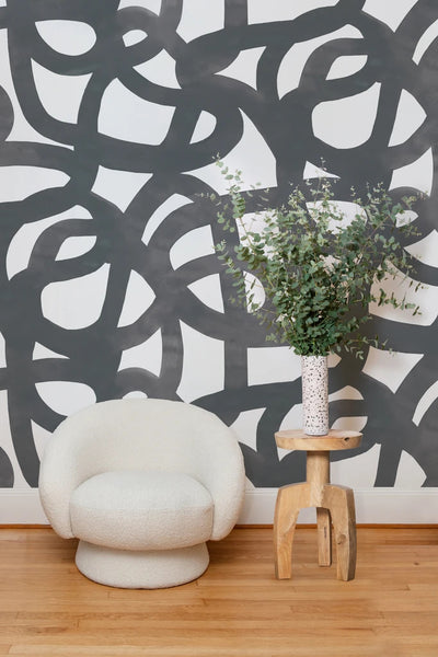 product image for Le Freak Peel-and-Stick Wallpaper in Charcoal on White by Thatcher Studio 59