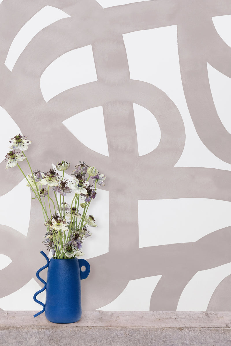 media image for Le Freak Peel-and-Stick Wallpaper in Smoke on White by Thatcher Studio 288