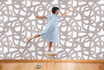 product image for Le Freak Peel-and-Stick Wallpaper in Smoke on White by Thatcher Studio 0