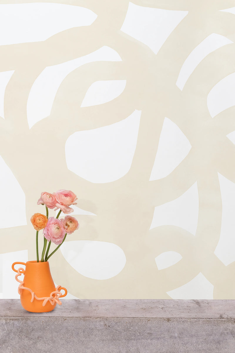 media image for Le Freak Peel-and-Stick Wallpaper in Taupe on White by Thatcher Studio 278