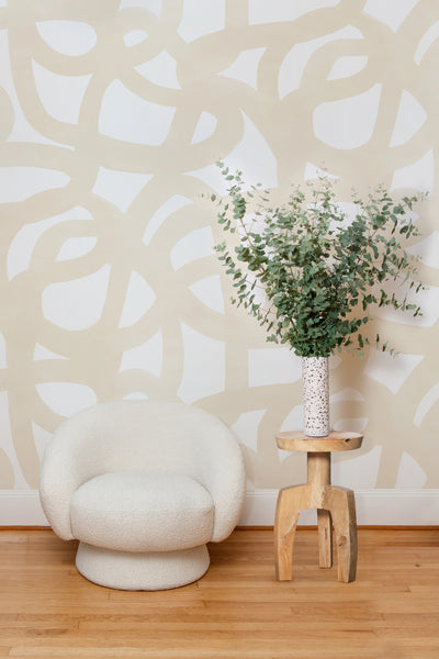 product image for Le Freak Peel-and-Stick Wallpaper in Taupe on White by Thatcher Studio 49