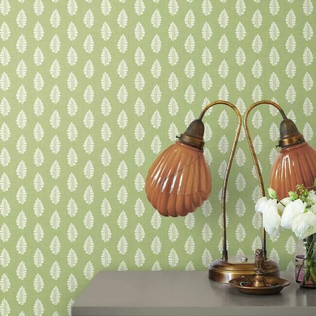 media image for Leaf Pendant Wallpaper in Green from the Grandmillennial Collection by York Wallcoverings 245