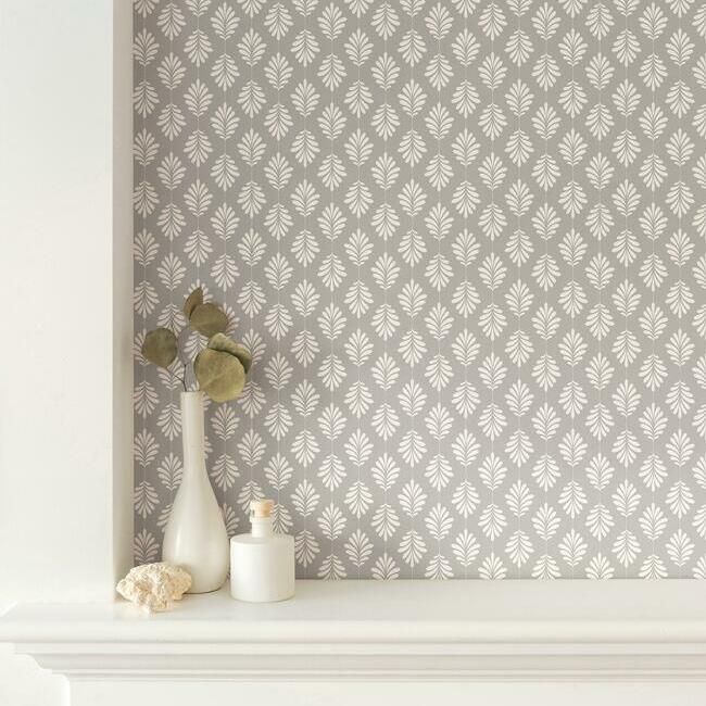 media image for Leaflet Wallpaper in Grey and White from the Silhouettes Collection by York Wallcoverings 23