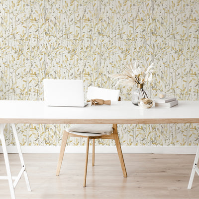 product image for Leandra Yellow Floral Trail Wallpaper from the Scott Living II Collection by Brewster Home Fashions 47