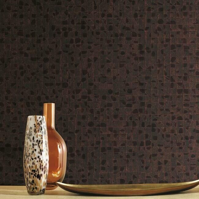 media image for Leather Lux Wallpaper in Brown from the Traveler Collection by Ronald Redding 262