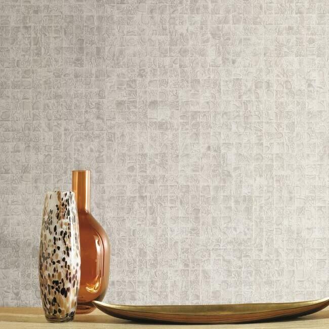 Shop Leather Lux Wallpaper in Off-White from the Traveler Collection by ...