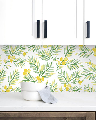 product image for Lemon Branch Peel-and-Stick Wallpaper in Lemon and Sage by NextWall 78
