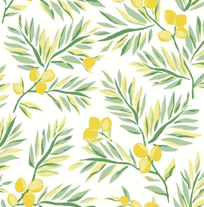 product image of Lemon Branch Peel-and-Stick Wallpaper in Lemon and Sage by NextWall 517