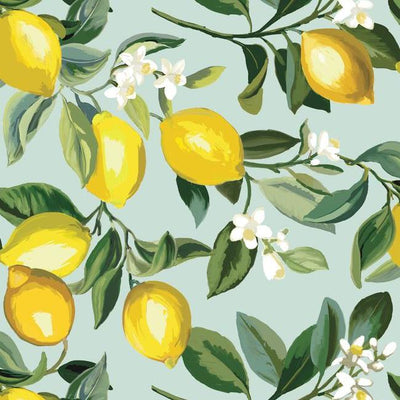product image for Lemon Zest Peel & Stick Wallpaper in Yellow and Blue by RoomMates for York Wallcoverings 4