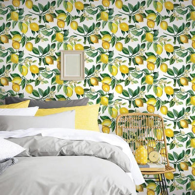product image for Lemon Zest Peel & Stick Wallpaper in Yellow and Ivory by RoomMates for York Wallcoverings 31