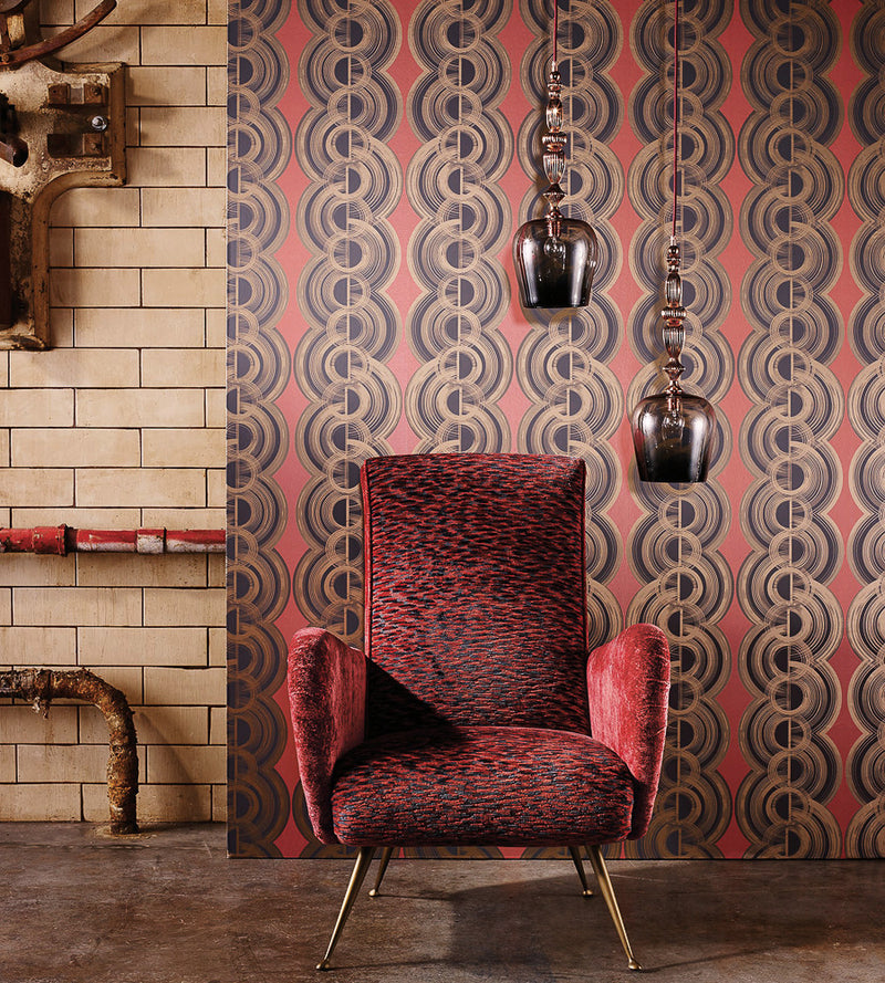 media image for Lempicka Wallpaper in Coral and Dark Dove from the Fantasque Collection by Osborne & Little 244
