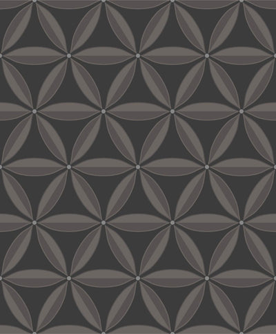 product image of Lens Geometric Wallpaper in Ebony and Charcoal from the Casa Blanca II Collection by Seabrook Wallcoverings 535