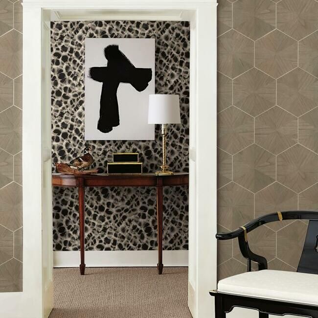 media image for Leopard Rosettes Wallpaper in Black from the Traveler Collection by Ronald Redding 269