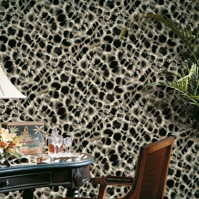 media image for Leopard Rosettes Wallpaper in Black from the Traveler Collection by Ronald Redding 235