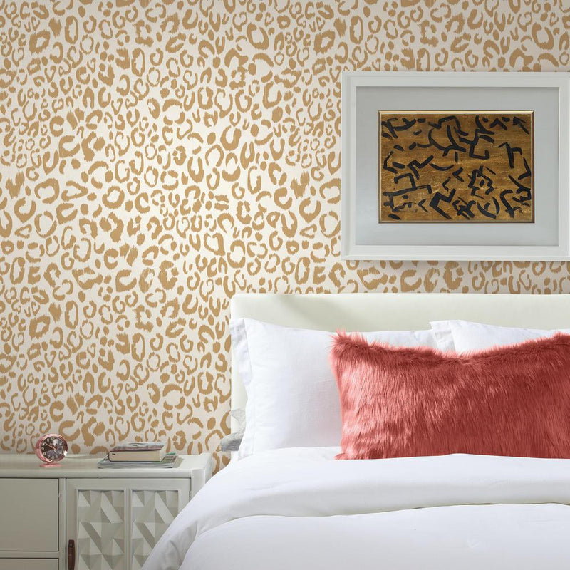 media image for Leopard Peel & Stick Wallpaper in Gold by RoomMates for York Wallcoverings 271