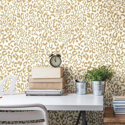 product image for Leopard Peel & Stick Wallpaper in Gold by RoomMates for York Wallcoverings 68